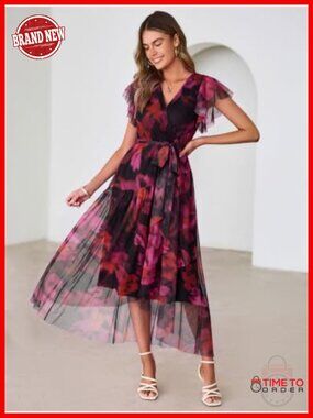 Dresses | Simplee Womens Floral Belted Boho Flowy Beach Wedding Guest Dresses | Simplee Womens Floral Belted Boho Flowy Beach Wedding Guest